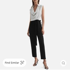 Reiss Black and White Jumpsuit with Elegant Draping - size 10